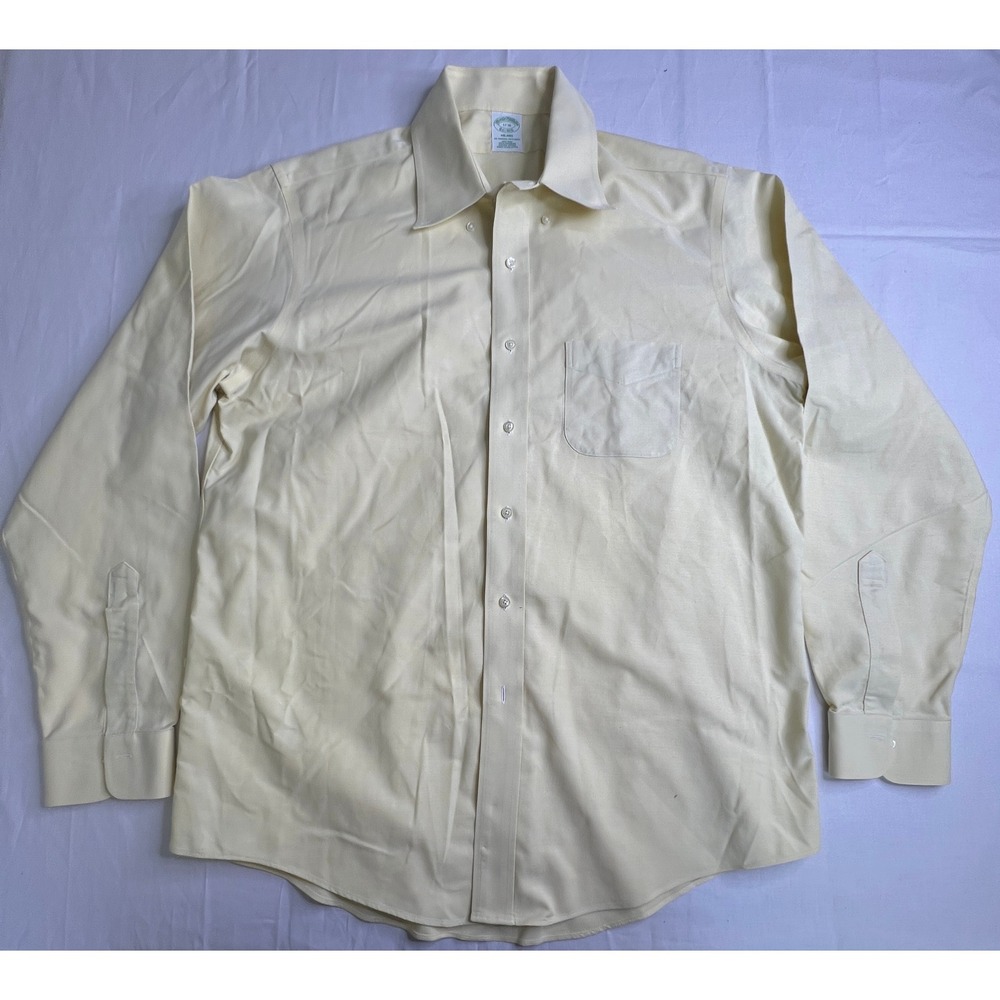 Brooks Brothers Milano Mens Yellow Non Iron Supima Cotton Dress Shirt 17-36‎